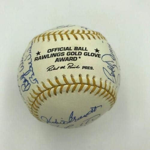 Pobjednici A. M. potpisali su Baseball 19 siga Geri Carter i Bill Mazeroski-rukavice A. M. S autogramima