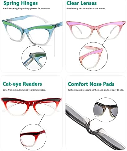 Eyekepper naočale za čitanje mačjeg oka s 5 paketa Slatka čitatelj za žene +1.0