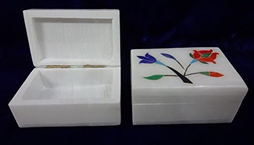 CraftsLook Pregorfloralni bijeli mramorni umetnik Radna kutija za nakit, Trgovinski kutija za prodavaonice 2x3 inča