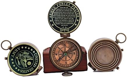 Woanin kompasni poklon za američku vojsku, američke zračne snage, ugravirani mornarički kompas, mornarički poklon, mornarički mesingani