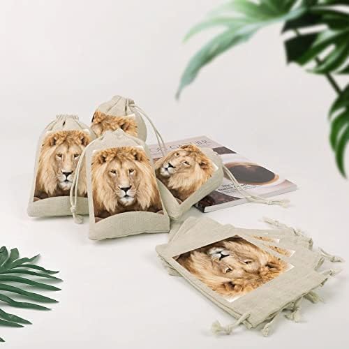 Portret veličanstvenog lava vrećice za pohranu s vezicama poklon vrećice za slatkiše za višekratnu upotrebu sklopive i kompaktne višenamjenske