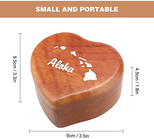 Aloha havajska karta Vintage Wooden Wortwork Musical Box Darovi u obliku srca u obliku srca za ljubavnice za obiteljske prijatelje