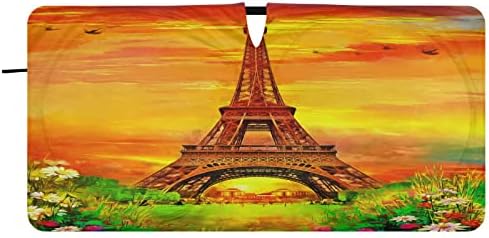 Blueangle Car vjetrobransko staklo Suncade Eiffel Tower Ulje Slikanje prednjeg automatskog Sunca Shield sjene Visir Pribor za vozilo,