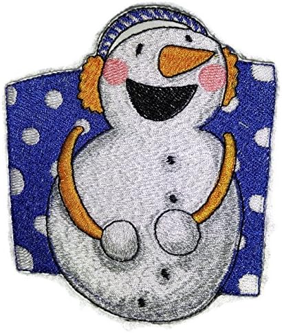 Country Christmas Snowman vezeno Iron ON/SEW PATCH [4.4 *4.06.] [Napravljeno u SAD -u]