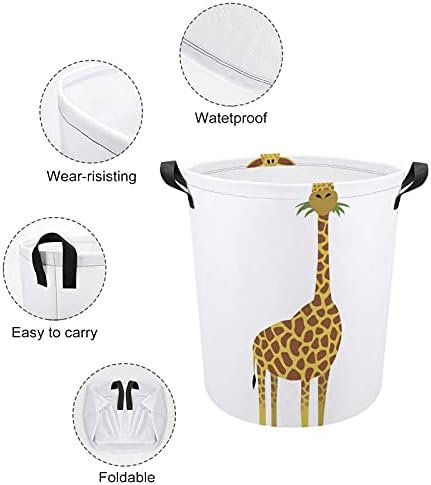Foduoduo košarica za pranje rublja žiraffe crtić rublje rublje s ručkama sklopiva kosača prljava odjeća torba za odlaganje za spavaću