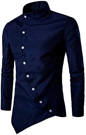 Muški hipster casual tanki fit nepravilni gumb dugih rukava dolje košulje košulje mišića bluza pulover džemper trenirke