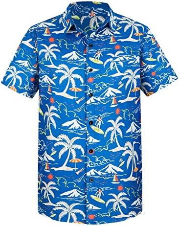 Yoimira Havajske majice za muškarce, ispis muške ležerne gumbe kratkih rukava dolje košulje cvjetne majice Aloha plaže
