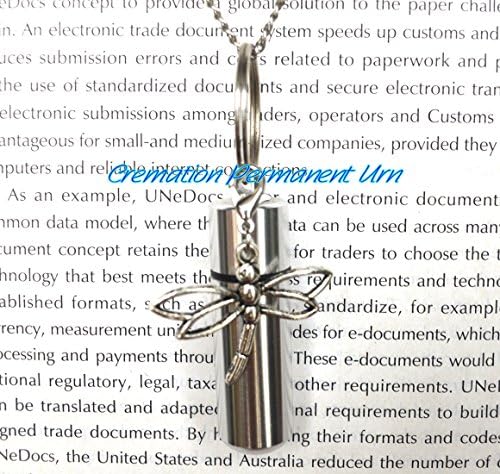 Klasična srebrna kremacija urna na 24 ogrlica s Dragonfly -om, Nakit za ogrlicu pepela - Ideja za poklon ， Zmajsko kremiranje, memorijalna