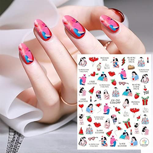 NPKGVIA naljepnice za nokte Valentinovo serija LOVE ROSE Naljepnice za nokte kreativne naljepnice za brigu o naljepnicama za poboljšanje