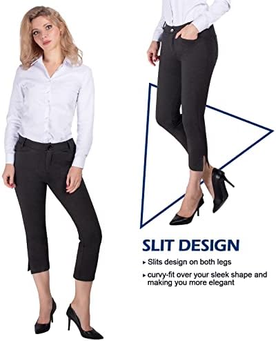 Puweer Capri hlače za žene odjeveni posao casual rastezljive tanke izravne ženske haljine hlače s džepovima