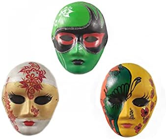 YDJ 3PCS Pack Halloween Dekorativne maske za zidni dekor, ručno slikanje umjetnosti maskara za masku maske za muškarce za muškarce