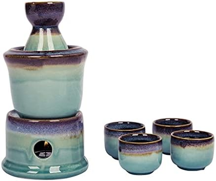 Zhuhw 7 PCS Japanski stil keramike, posluživanje poklon set s toplijim keramičkim setom