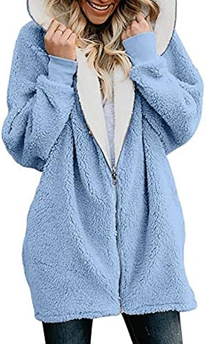 FOVIGUO BLAzer haljina, kaputi s dugim rukavima za žene osnovne s kapuljačom zimske aktivne reverke zip jakna Poliester kruta tvar