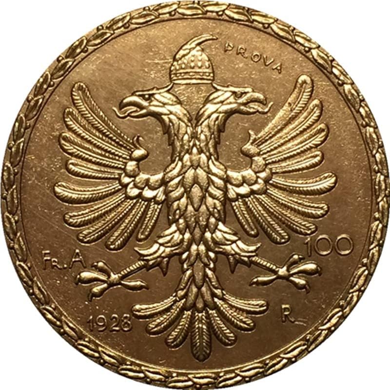 35 mm čisti bakreni zlatni stani antikni srebrni dolar novčić Albania Coin 1928 Obrt