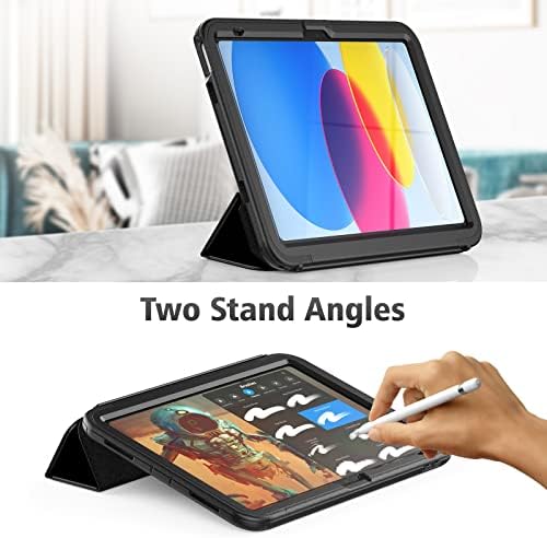 SECAC FOMP iPad, slučaj 10. generacije, šok -iPad 10.9 slučaj s [držač olovke] folio stol i odvojivi magnetski poklopac, automatski