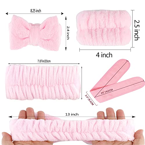 9 5 pakiranja ružičaste spa trake za pranje lica za djevojčice, bujne trake za glavu, set narukvica za šminkanje, traka za kosu za