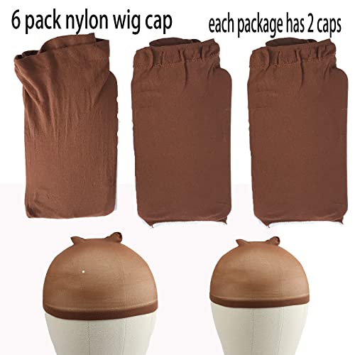 Smeđe kape za perike 6 kom elastična Najlonska kapa za perike-čarapa kape za perike na čipki prozračne kape za perike za žene