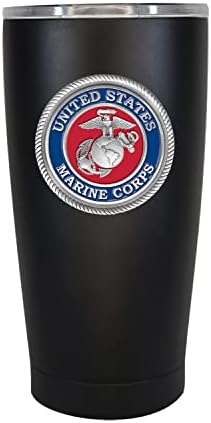 Heritage Pewter Marines 15 oz. Tumbler - crno | Izdržljiva izolirana šalica za hladnoća i toplih pića | Toplinska putovanja šalica