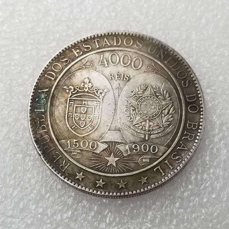 Antikni zanat 1900 Brazil 4000 srebrno plašeni srebrni dolar strani novčić Antique 2