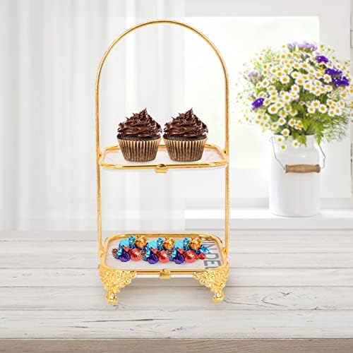 Set za prikaz desertnog stola 2-slojni keramički željezni stalak za torte metalni držač za kolače desertni tanjur stalak za torte i