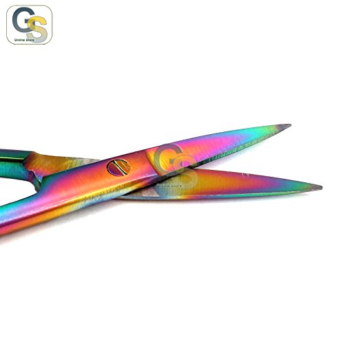 Set od 10 multitanovih boja Rainbow Kelly Scissors 6.25 Ravni i zakrivljeni nehrđajući čelik od strane G.S internetske trgovine