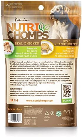 Nutrichomps pseće žvakaće, 2,5-inčne čvorove, lako probavite, pseće poslastice bez sirove kocke, 8 brojanja, pravi okus maslaca od