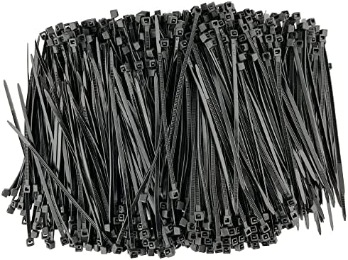 Zip kravate od 4 inča 1000 pakiranja malih zatvarača kabela, zatezna čvrstoća od 18 kilograma, samo-zaključavanje crne žice kravate