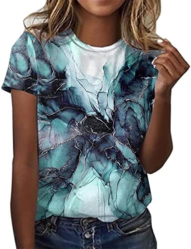 Adpan ženske dnevne ljetne print o vrat tenk vrhovi majice za vježbanje kratkih rukava casual mekani pamučni majica s dugim rukavima