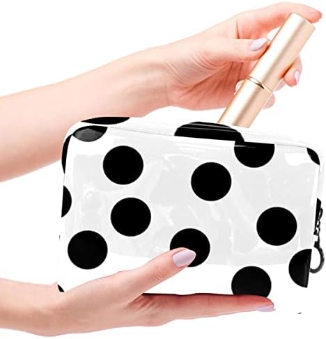 TBOUOBT Pokloni za muškarce Žene šminke Torbe toaletne torbice Male kozmetičke torbe, bijela crna valna točkica moderni uzorak