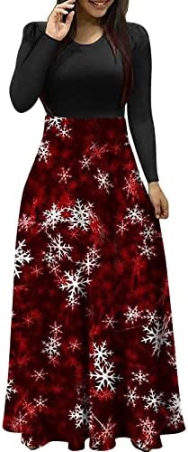 Ruziyoog Women haljina za božićni dugi rukav labava ležerna duga maxi haljina 2022 modna grafička koktel haljina