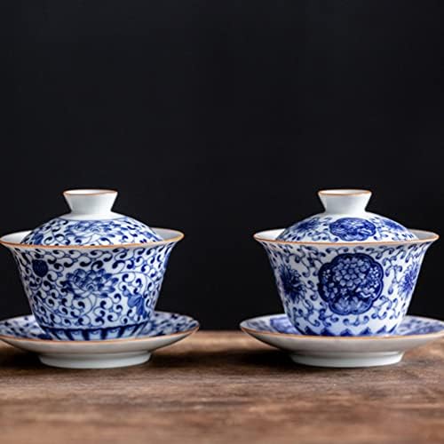 Cabilock Japanski čaj Set Kineski čaj Set Porculan Kineski kung fu čaj čaj s tanjurom poklopca keramičkih čaša čaše azijske tradicionalne