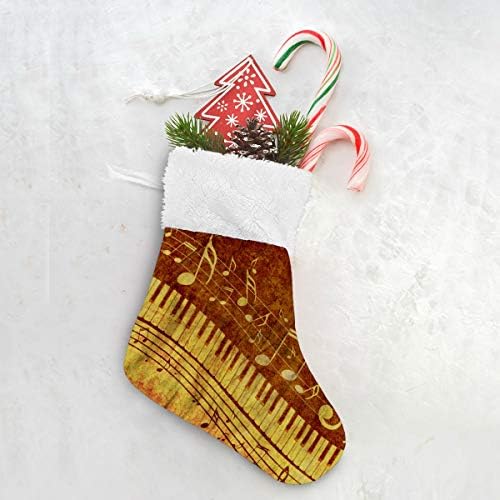 Alaza božićne čarape klavir ključna glazbena nota Grunge Classic Personalizirani ukrasi za male čarape za obiteljski praznični dekor