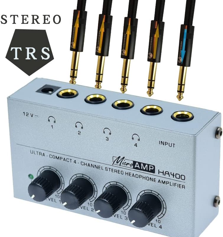 Stereo ulaz TRS Jack 1/4 razdjelnik 4x Micro Amp 1 u 4 Out 1/4 inča pojačalo za slušalice 4 kanal Audio