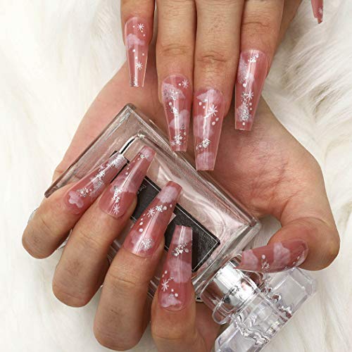 Sjajna pahuljica na noktima izduženi lažni nokti puna pokrivenost svjetlucavi akrilni umjetni lažni nokti za žene i djevojke 24pcs