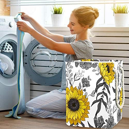 Ručno nacrtani suncokreti za pranje rublja kanta za dječju sobu Organizator kuće za odlaganje dječjeg prostora za bebu