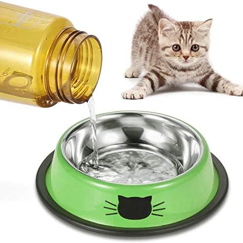 Defaus zdjela za pse Slatka mačka glava zdjela za kućne ljubimce od nehrđajućeg čelika s gumenom podlogom za hranu ili vodu, za mačiće