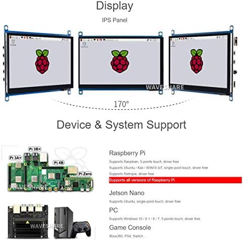 7inch HDMI LCD zaslon Kapacitivni zaslon osjetljivog na dodir 1024x600 IPS LCD HDMI modul kompatibilan s Raspberry PI, Jetson Nano,