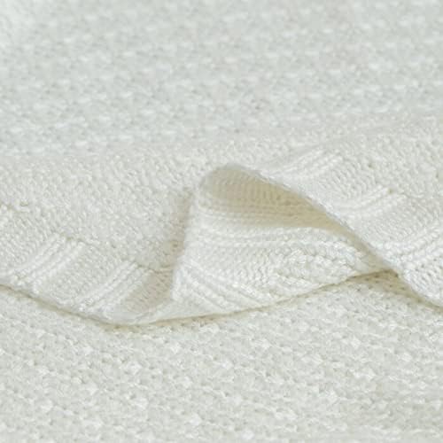 Prilično bijele deke za bebe unisex, 40 '' w x 30 '' l veličina, izuzetno meka, bambusova tkanina, glatka do dodira | Najmekši ugodan