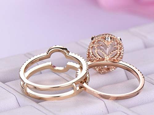 Luksuzni vjenčani prsten s topazom u boji šampanjca ovalnog reza set vjenčanog nakita od ružičastog zlata