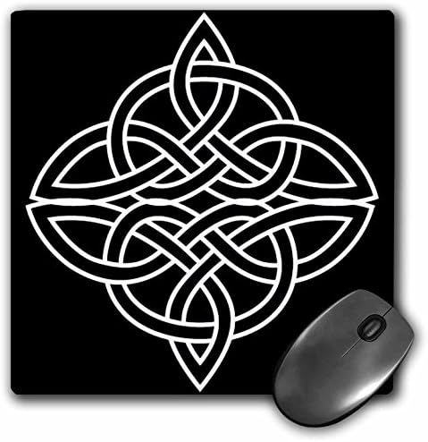 3Drose LLC 8 x 8 x 0,25 inča miša, bijeli keltski dizajn na crnoj pozadini