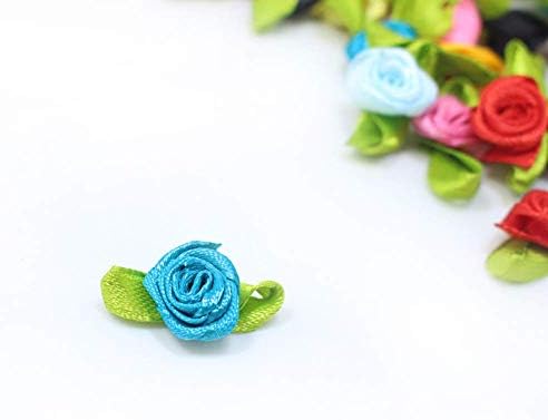 100 pcs mini satenska vrpca ruža cvijeta list vjenčanja za vjenčanje applikvi šivanje diy mix boja vrhunska kvaliteta i kreativni praktični