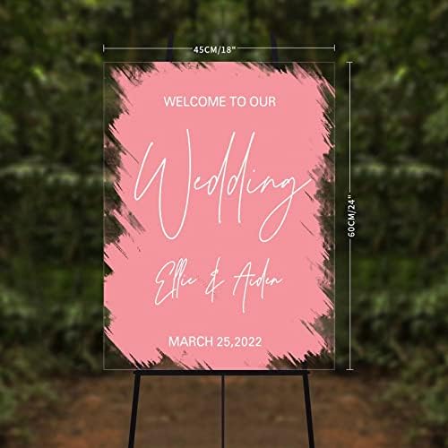 Alioyoit prilagodljiv znak za vjenčanje dobrodošli znak meka ružičasti luksuzni akrilni vjenčani znak luksuzni znak za vjenčanje Ceremonije