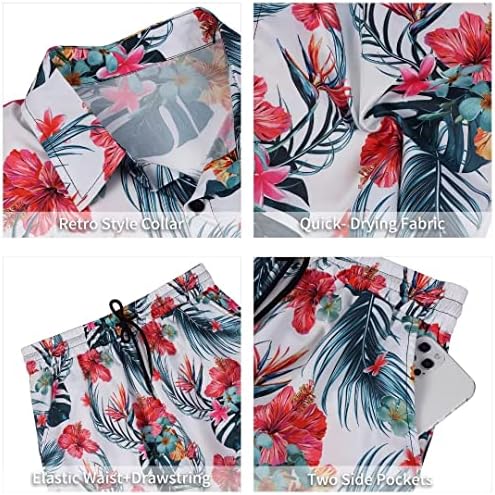 Aksit muške cvjetne havajske košulje odgovara ležernoj gumbi dolje košulja s kratkim rukavima