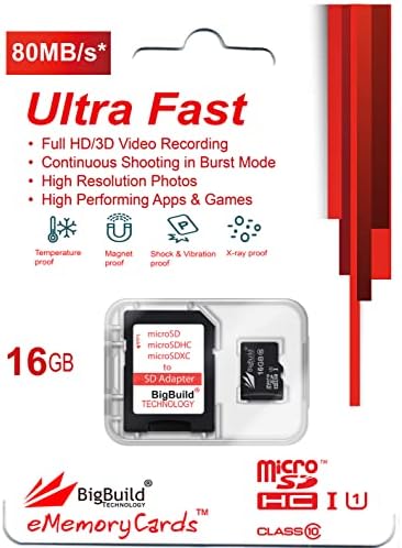 eMemoryCards 16 GB ultra-brzi microSDHC kartica 80 MB/s. za mobilne uređaje Samsung Galaxy A01, A10, A10s, A20, A20E, A40, A41, A51,