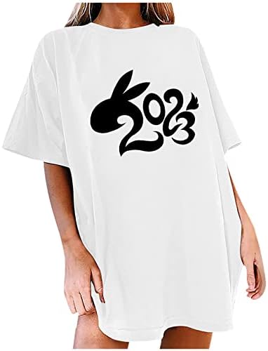2023 prevelike majice s grafičkim printom ženska tunika kratkih rukava s printom slatkog zeca vrhovi ljetne modne široke bluze majica