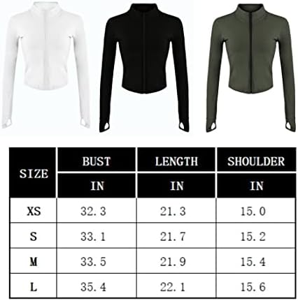 Fonwthy ženski patentni zatvarač dugih rukava Slim Fit Athletic Wice Jacket Sportska odjeća joga Crop Top