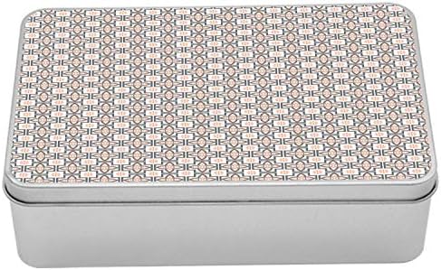 Ambsonne Abstract Geometry Metal Box, ritmičke tradicionalne mozaične pločice nadahnuti motivi ilustracija, višenamjenski pravokutni