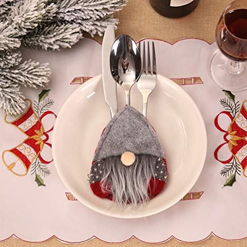 Skandinavski dekor 6pcs Božićni držač srebrnog posuđa vilica torba džep za posuđe Švedski Djed Gnome Plišana torbica Božićna zabava