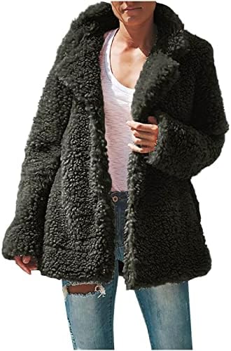 Dnuri preveliki fleece kardigan ženski topli zimski kaputi Čvrsta boja dugih rukava cardigan casual otvoreni prednji kaput