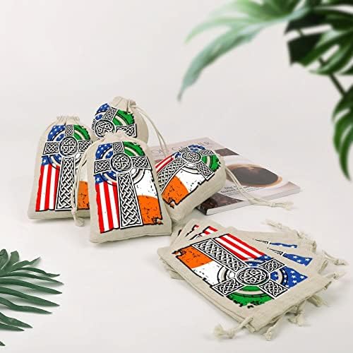 Irska američka zastava SAD Keltski križ za Dan svetog Patrika vrećice za pohranu s vezicama poklon vrećice za slatkiše višekratno sklopivo